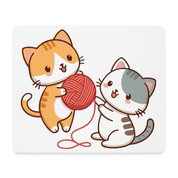 Chatons et pelote kawaii - Tapis de souris (format paysage) - blanc - Devant