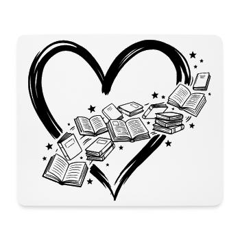 Book Lover T-Shirt: Herz des Buchdesigns, Lesen - Mousepad (Querformat) - Weiß - Vorne