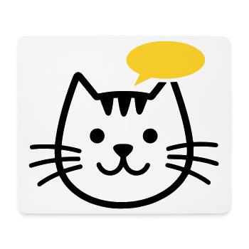 Tête de chat avec bulle de dialogue jaune - Tapis de souris (format paysage) - blanc - Devant
