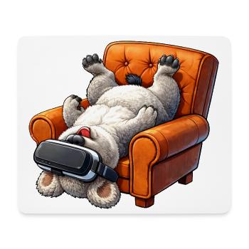 Hund mit VR Brille im Sessel - Mousepad (Querformat) - Weiß - Vorne