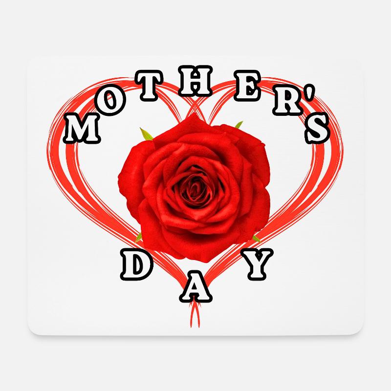 Mother's Day Heart and Rose Artwork - Mouse Pad (horizontal) - white