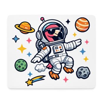 Astronaut Cartoon in Space Flamingo - Mouse Pad (horizontal) - white - Front