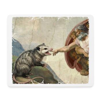 L’opossum bat la main de Dieu Mème drôle d’opossum - Tapis de souris (format paysage) - blanc - Devant