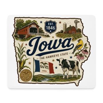 Iowa Hawkeye State Vintage Farm Aufkleber - Mousepad (Querformat) - Weiß - Vorne
