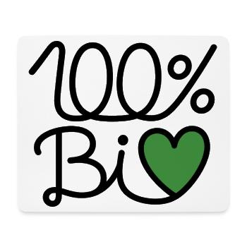 100% BiO – Grünes Herz Illustration - Mousepad (Querformat) - Weiß - Vorne
