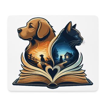 Tierliebe im Buchherz - Mousepad (Querformat) - Weiß - Vorne