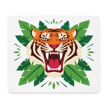 Tiger im Blattwerk Emblem - Mousepad (Querformat) - Weiß - Vorne