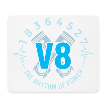V8 Motor Herzschlag Kolben Zündfolge - Mousepad (Querformat) - Weiß - Vorne