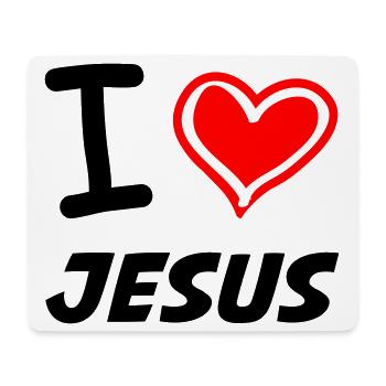 I Love Jesus - Mousepad (Querformat) - Weiß - Vorne