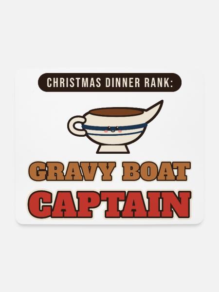 Weihnachtsessen-Rang: Gravy Boat Kapitän - Mousepad (Querformat) - Weiß