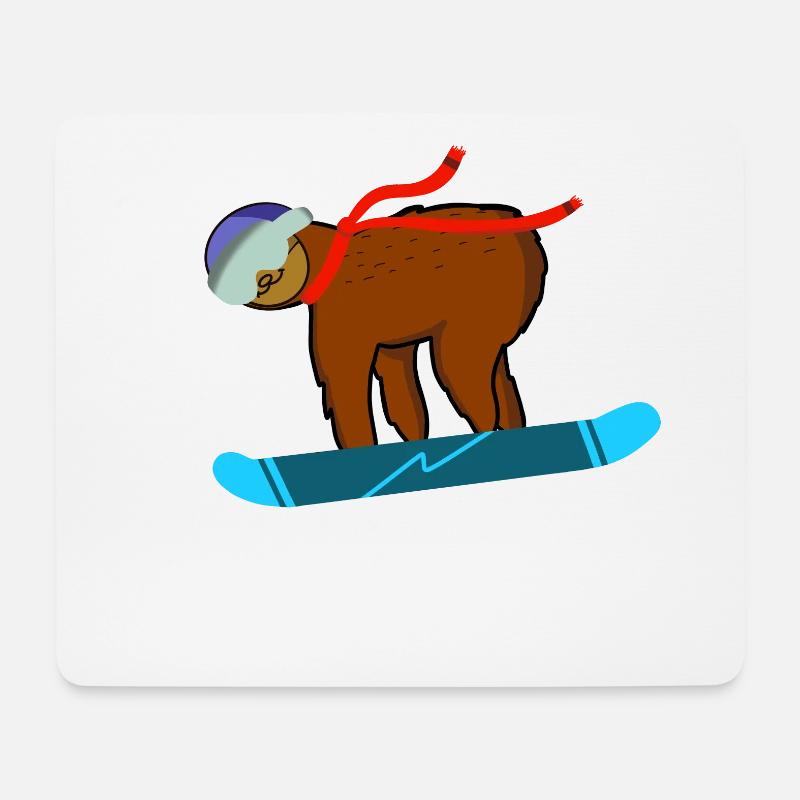 Snowboard Faultier - Mousepad (Querformat) - Weiß