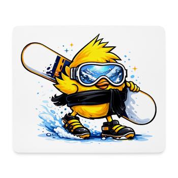 Cooles Snowboarder Küken – Winter Comic Motiv  - Mousepad (Querformat) - Weiß - Vorne