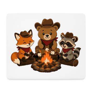 Camping Tiere am Lagerfeuer mit Marshmallows  - Mousepad (Querformat) - Weiß - Vorne