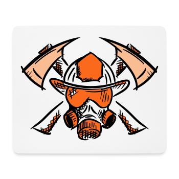 Logo du pompier. Haches de casque de pompier. - Tapis de souris (format paysage) - blanc - Devant