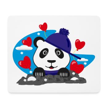 Panda im Winter mit sehr vielen Herzen. - Mousepad (Querformat) - Weiß - Vorne