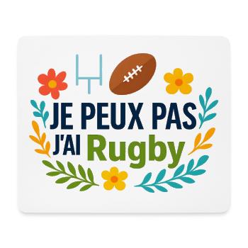Je peux pas j'ai Rugby floral - Tapis de souris (format paysage) - blanc - Devant