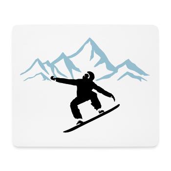 Snowboarders et montagnes - Tapis de souris (format paysage) - blanc - Devant