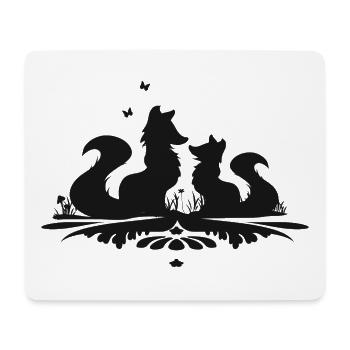 Silhouette zweier niedlicher Füchse - Mousepad (Querformat) - Weiß - Vorne
