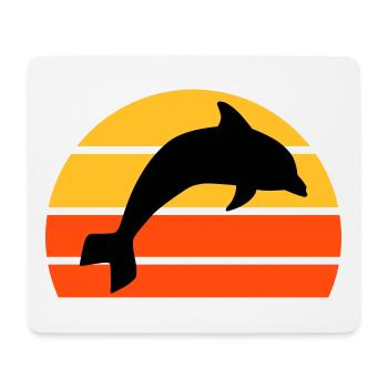 Springender Delphin vor einer geteilten Halbsonne - Mousepad (Querformat) - Weiß - Vorne