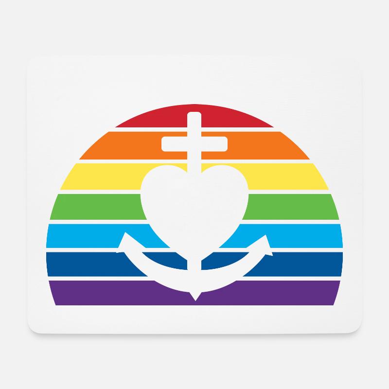 Glaube Liebe Hoffnung, Regenbogen retro sunset - Mousepad (Querformat) - Weiß