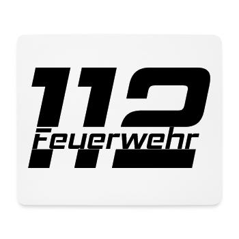 Feuerwehr Schriftzug 112 Schwarz - Mousepad (Querformat) - Weiß - Vorne