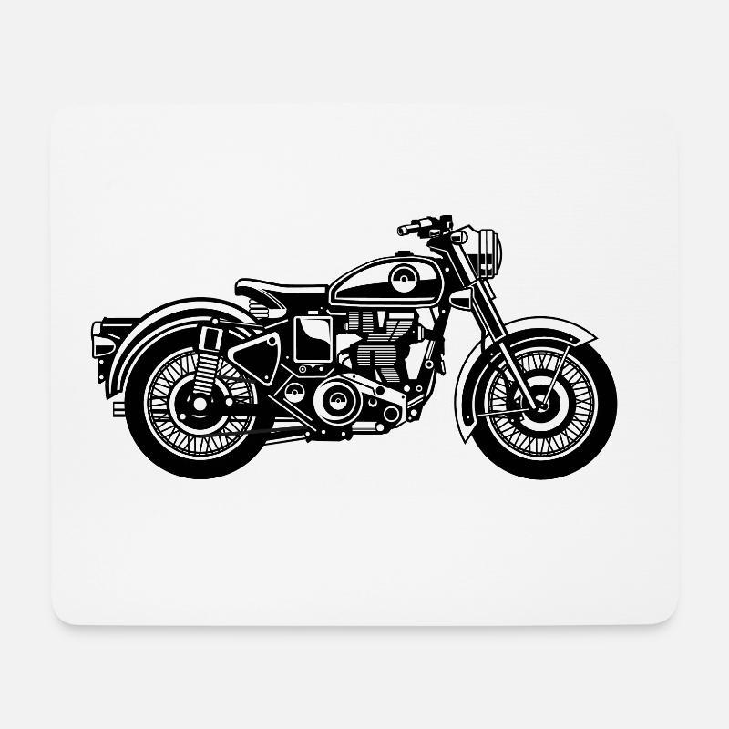 Motorrad / Classic Motorcycle 04_schwarz weiß - Mousepad (Querformat) - Weiß