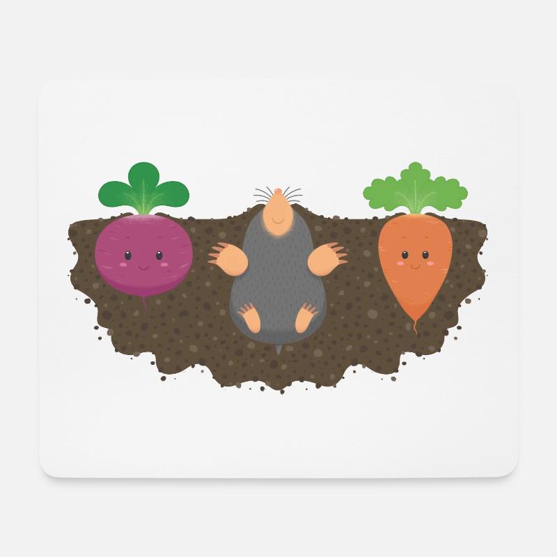 Gemüse und Maulwurf 2 - Mousepad (Querformat) - Weiß