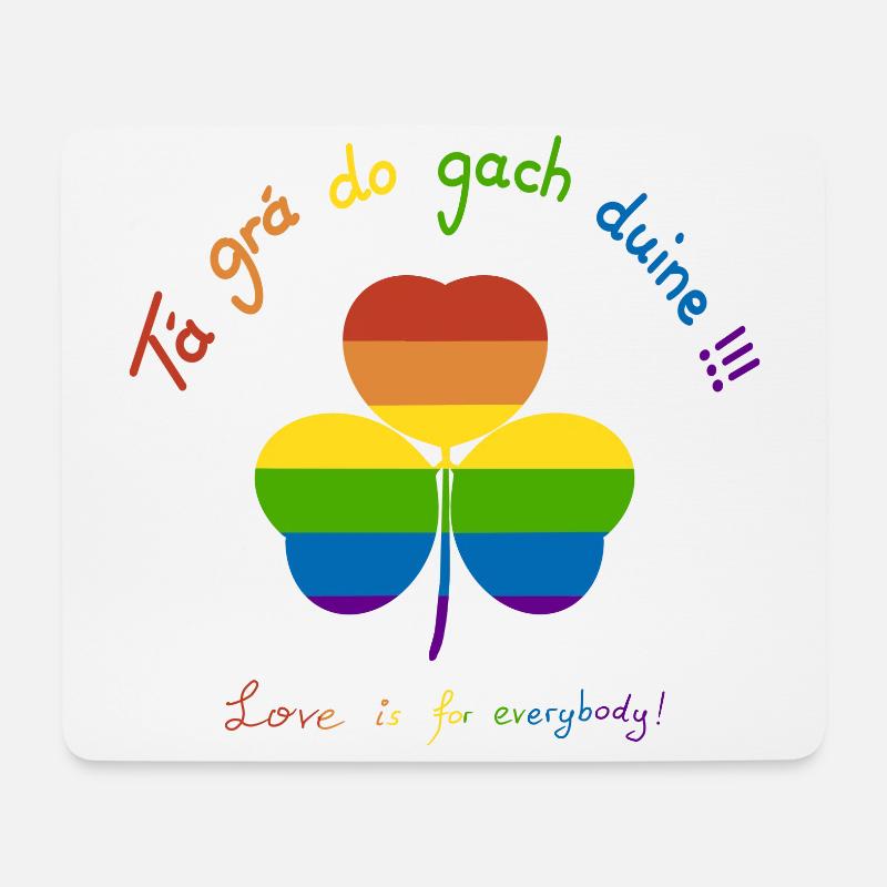 Irisch "Liebe ist für jeden", Regenbogen Shamrock - Mousepad (Querformat) - Weiß