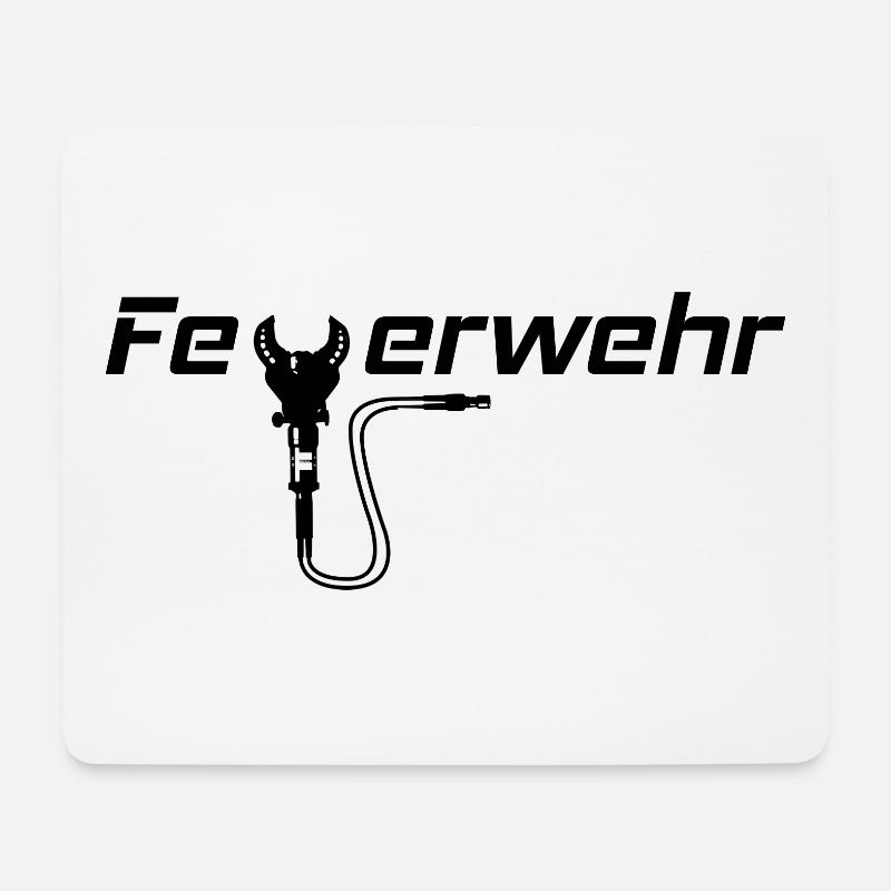 Feuerwehrschriftzug mit Schere - Mousepad (Querformat) - Weiß