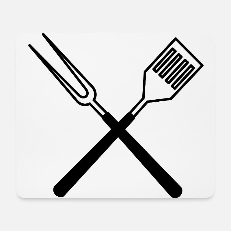 Grillbesteck - Mousepad (Querformat) - Weiß