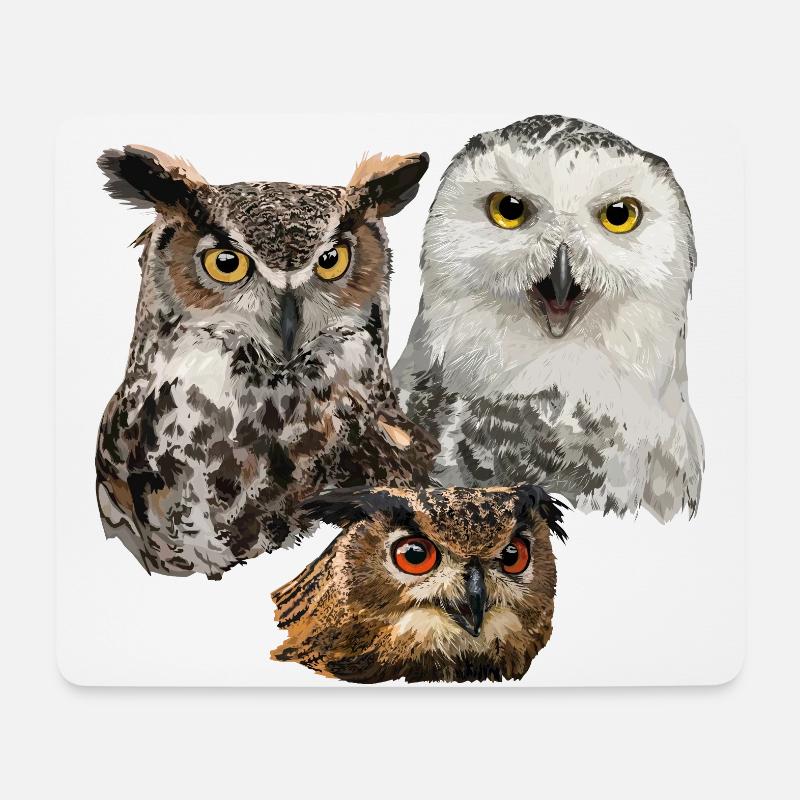 Eulen - Mousepad (Querformat) - Weiß