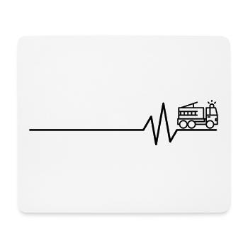 Feuerwehrauto auf Pulslinie - Mousepad (Querformat) - Weiß - Vorne