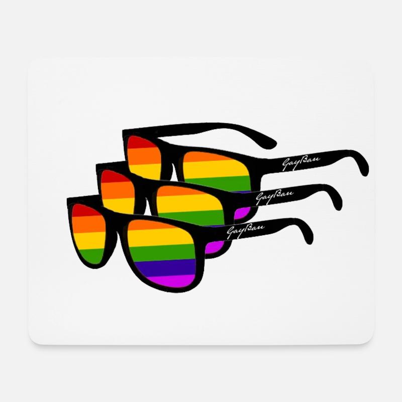 Rainbow Sunglass "Gay Ban" - Mousepad (Querformat) - Weiß