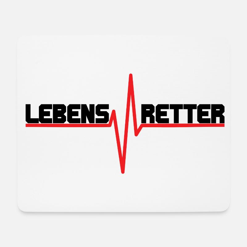 Lebensretter EKG Design - schwarze Schrift - Mousepad (Querformat) - Weiß
