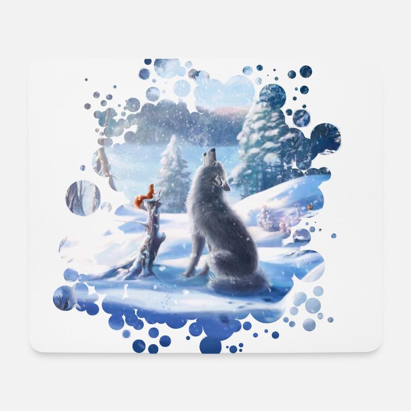 Freunde (Winterzauber) - Mousepad (Querformat) - Weiß