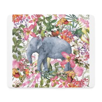 Elephant in the Flower Jungle - Mouse Pad (horizontal) - white - Front