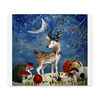 Animaux amis dans la forêt - cerf en automne - Tapis de souris (format paysage) - blanc - Devant