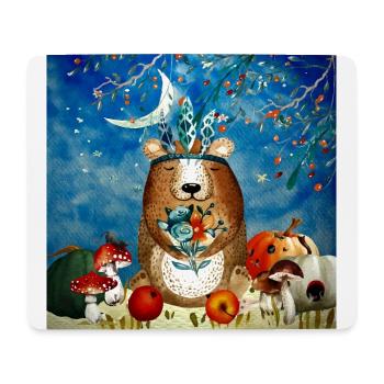 Amis des animaux dans la forêt - Petit ours dans le Herb - Tapis de souris (format paysage) - blanc - Devant