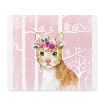Wald Freunde im Rosa Märchenwald - Die Katze - Mousepad (Querformat) - Weiß - Vorne