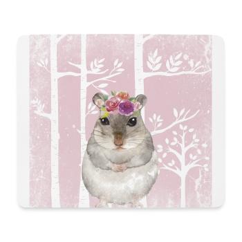 Freunde im Rosa Märchenwald - Der süße Hamster - Mousepad (Querformat) - Weiß - Vorne