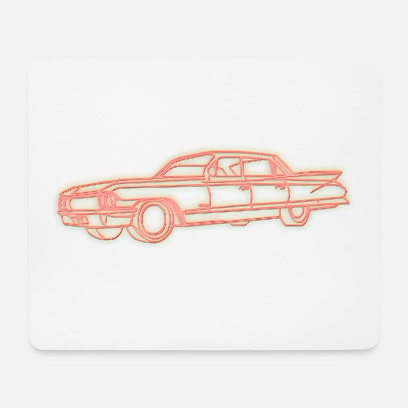 Neonlicht Oldtimer - Mousepad (Querformat) - Weiß