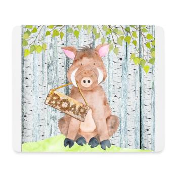 Tierfreunde im Wald - Das kleine Wildschwein - Mousepad (Querformat) - Weiß - Vorne