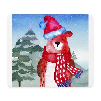Tierfreunde im Winterwald - Der kleine Bär - Mousepad (Querformat) - Weiß - Vorne