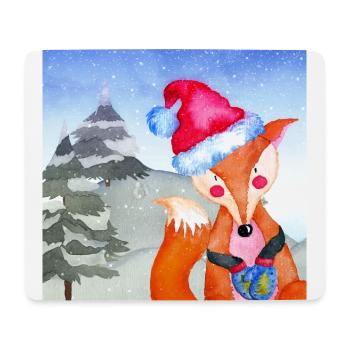 Tierfreunde im Winterwald - Der kleine Fuchs - Mousepad (Querformat) - Weiß - Vorne