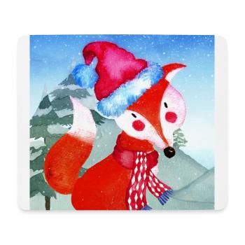 Tierfreunde im Winterwald - Der kleine Fuchs - Mousepad (Querformat) - Weiß - Vorne