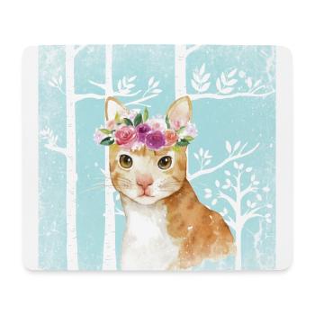 Forest friends in the blue fairytale forest - The cat - Mouse Pad (horizontal) - white - Front