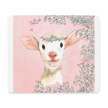 Forest friends in the pink blossom forest - The lamb - Mouse Pad (horizontal) - white - Front