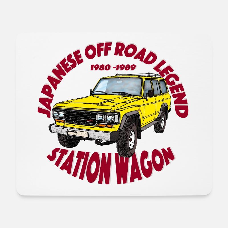 Station Wagen Gelb - Mousepad (Querformat) - Weiß
