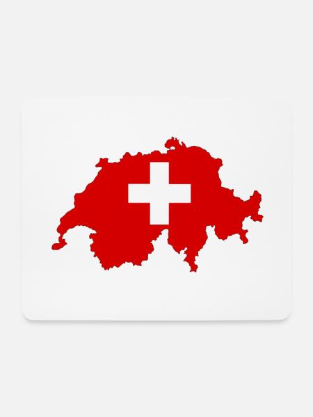 Flagge der Schweiz und Karte der Schweiz - Mousepad (Querformat) - Weiß