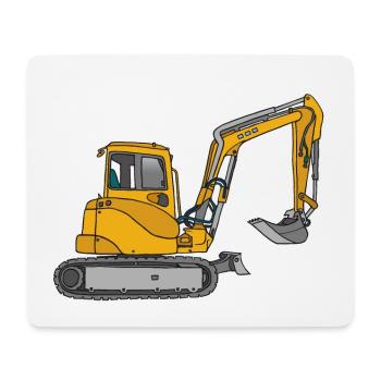 BAGGER, gelbe Baumaschine mit Schaufel und Ketten - Mousepad (Querformat) - Weiß - Vorne